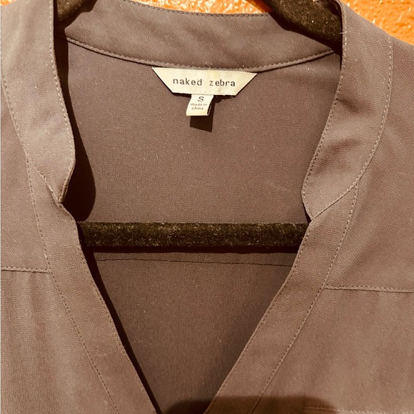 Naked Zebra V-Neck Shift Dress/Shirt in Slate Gray - Picture 3 of 6